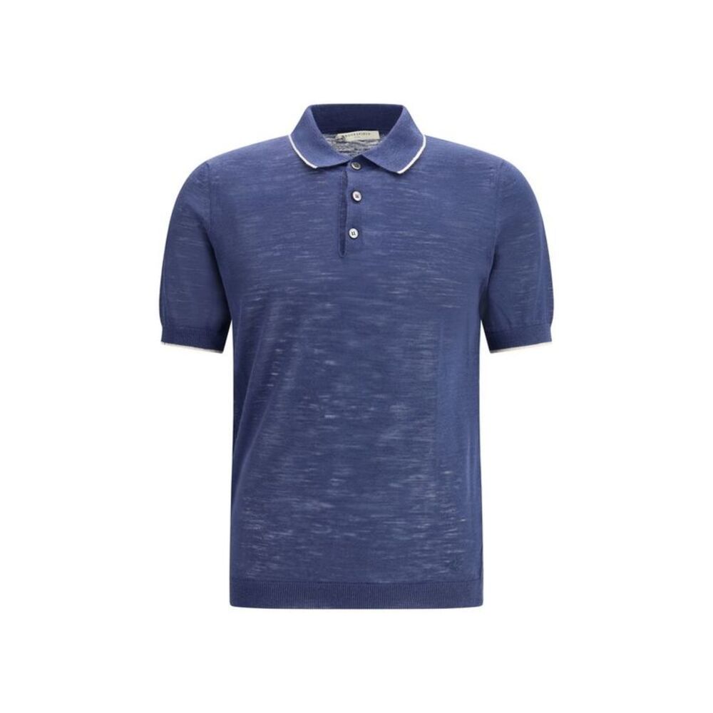 Brooksfield Blue Linen Polo Men's Shirt
